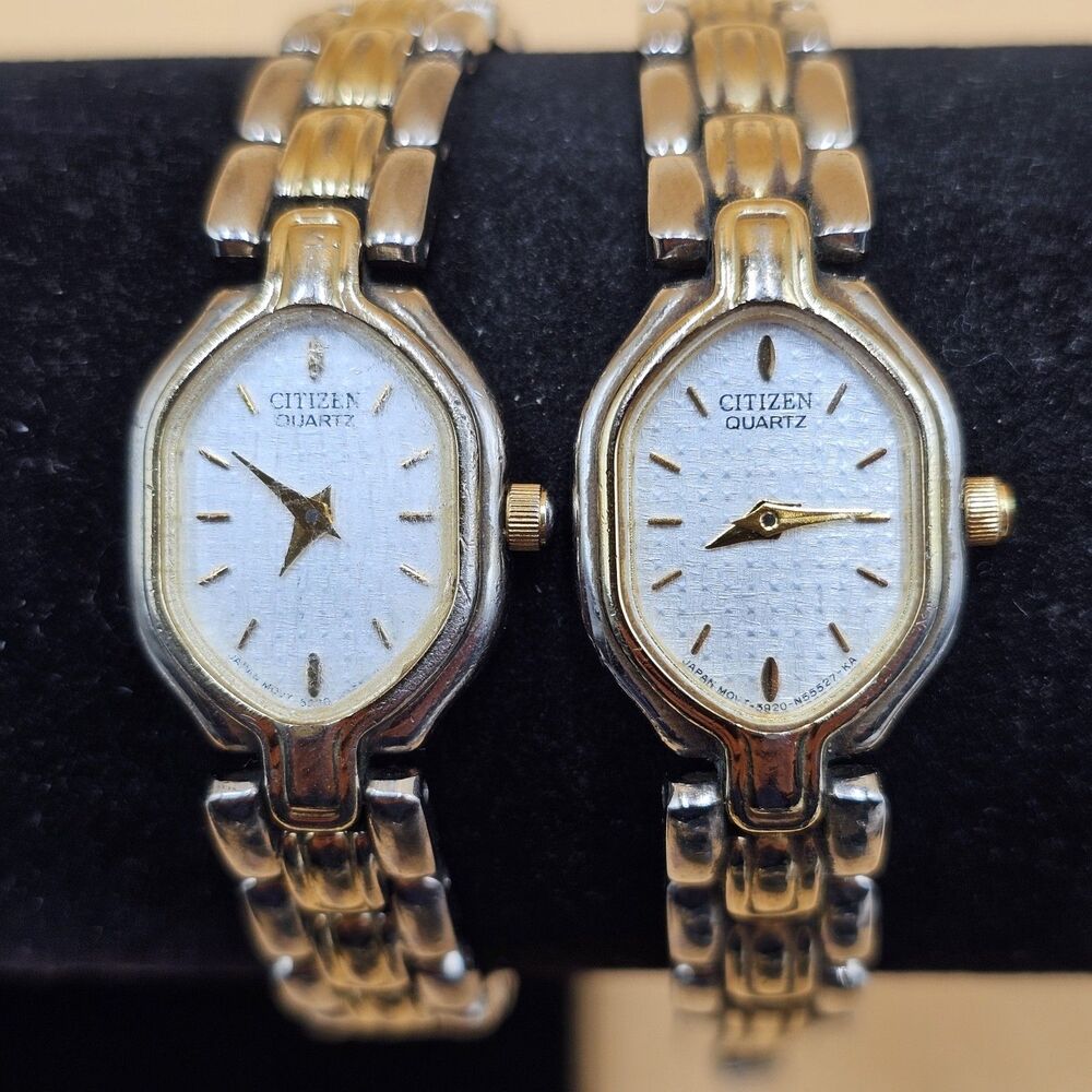 Vintage Citizen Quartz Hexagonal Women's Watch Set Of 2 For Parts Or Repair